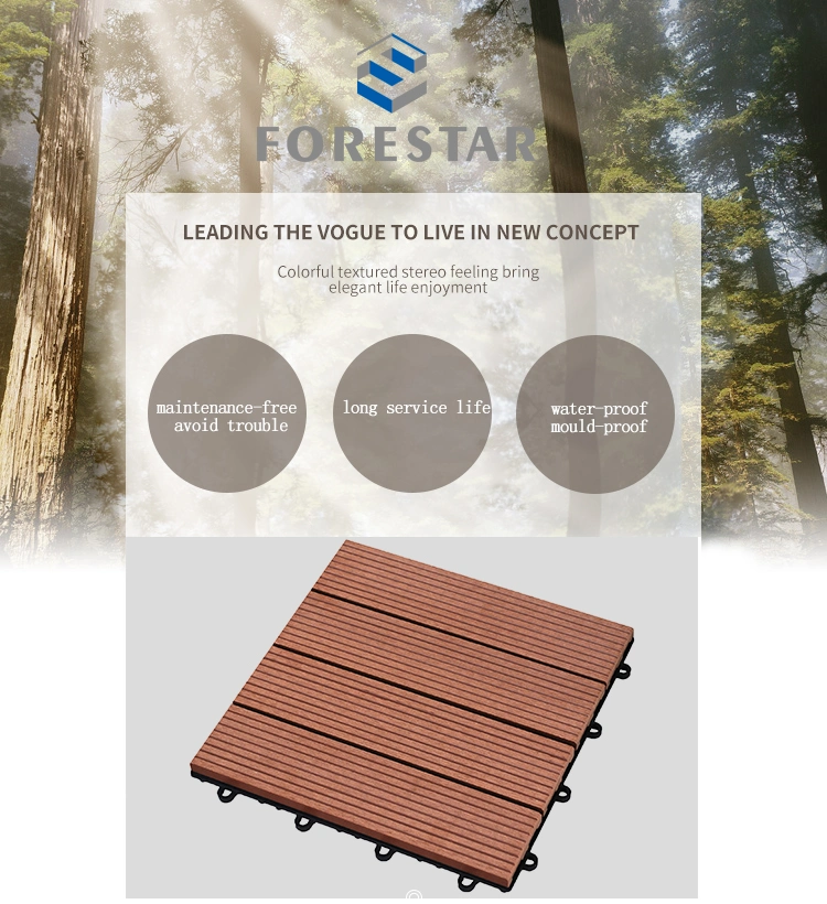 Wood Plastic WPC DIY Floor Boards Interlock Waterproof Outdoor Decking Tile 300*300mm DIY Wood Plastic Composite Hollow Tiles New Decorative