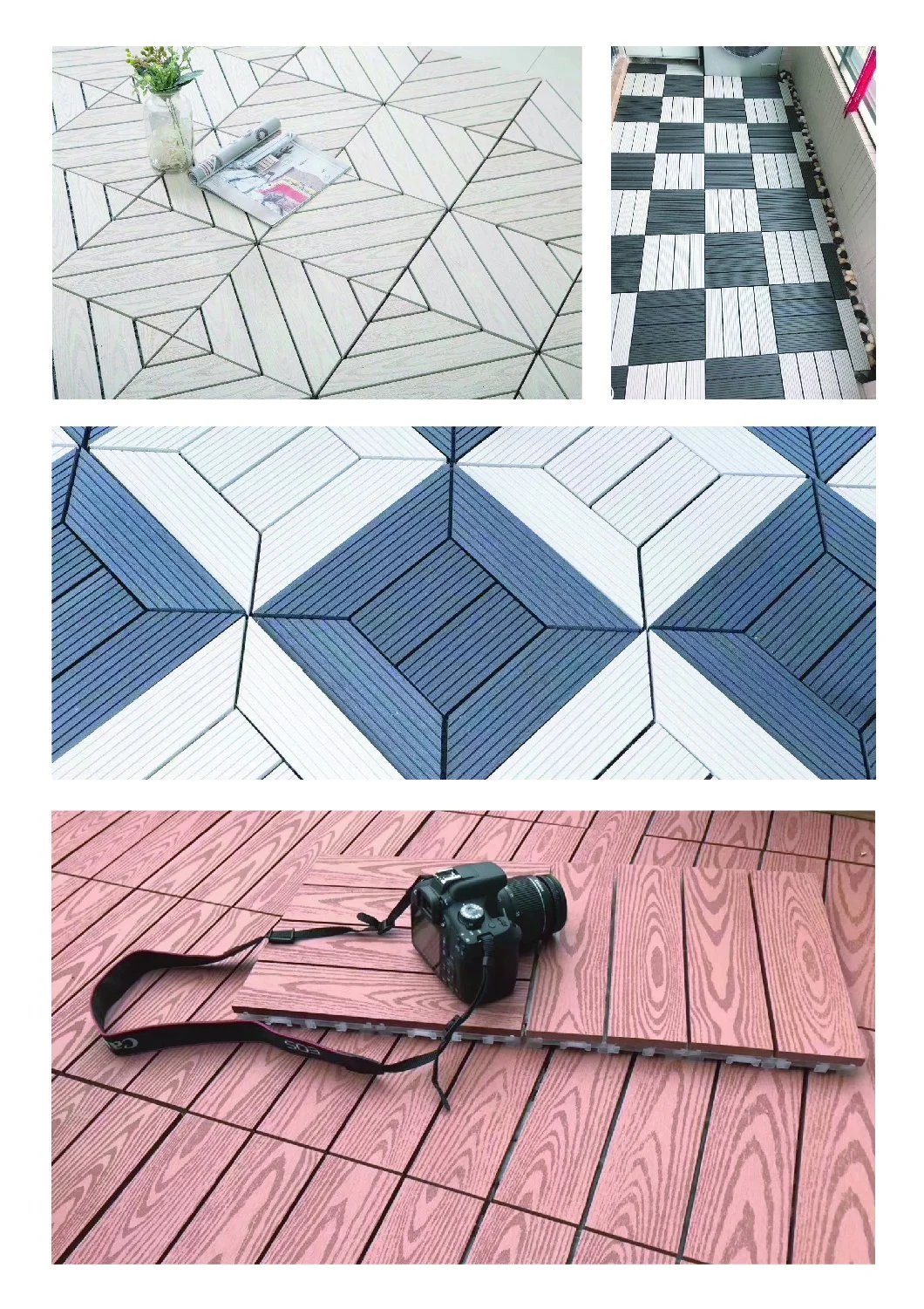 WPC Co-Extrusion Solid Interlock Floor Tile Wood Plastic Composite Decking Outdoor DIY Floor Tiles