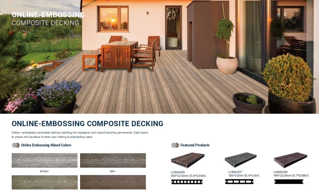 20 Years Experienced Factory Wood Plastic Composite 3D Emboss Hollow WPC Decking