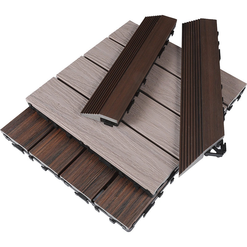 DIY Wood Plastic Composite Solid Interlocking Tile WPC Decking Outdoor Flooring