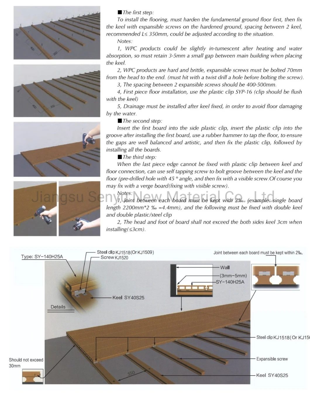 Anti-Aging WPC Keel Joist for Outdoor Decking Board