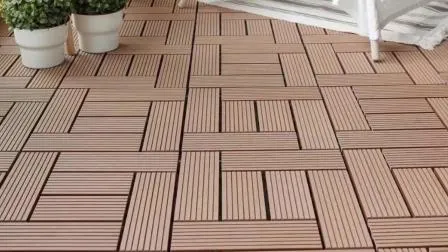 Tábuas de assoalho de madeira plástica WPC DIY Intertravamento à prova d'água ao ar livre telha de deck 300*300mm DIY Wood Plastic Composite Hollow Tiles